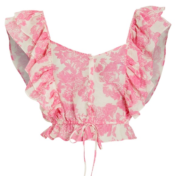 LoveShackFancy Tops - LoveShackFancy Avery Pink Ruffle top